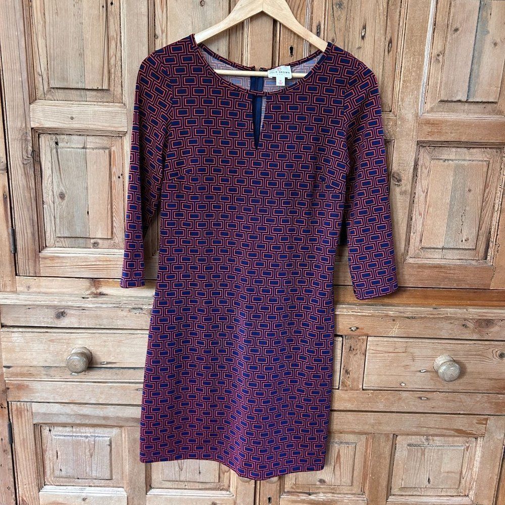 Julie Brown NYC Medium Blue Orange / Red Dress Shift‎